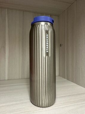 Starbucks Blue Metallic Ribbed Flip Lid Stainless Steel 16oz Tumbler - 2023